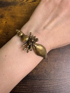 Carl Tasha Vintage Brass Copper Brutalist Bracelet - Organic Melted Abstract